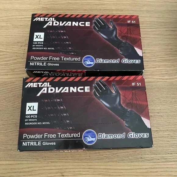 🆕Diamond 200 Black Metal Powder Free Textured Advance Nitrile Gloves XL🆕 - Picture 2 of 5